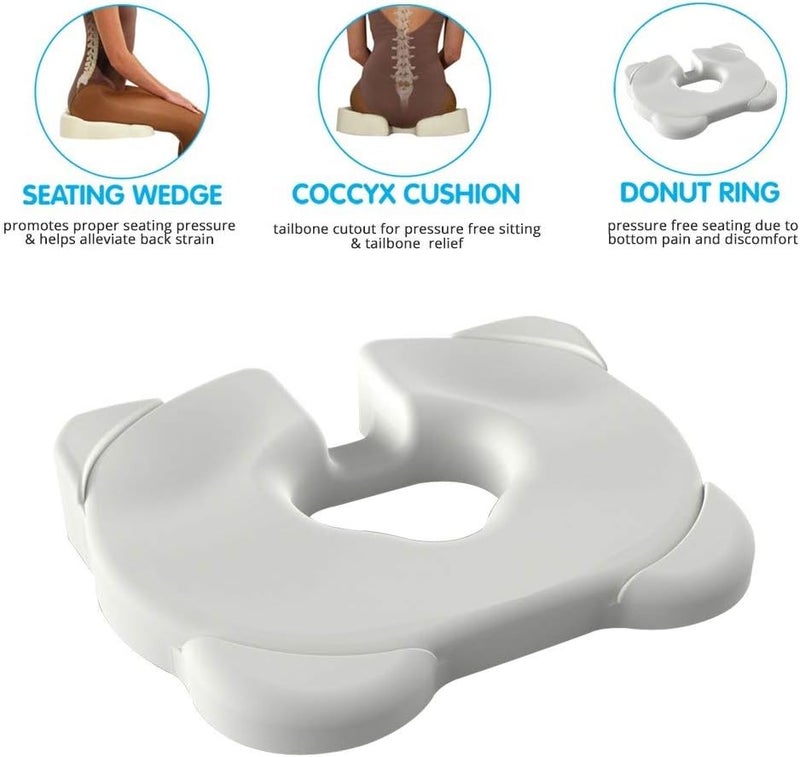 Contour Kabooti Donut Seat Cushion, 3-in-1 Design with Center Cutout for Tailbone Pain, Sciatica and Hemorrhoids - Image 4